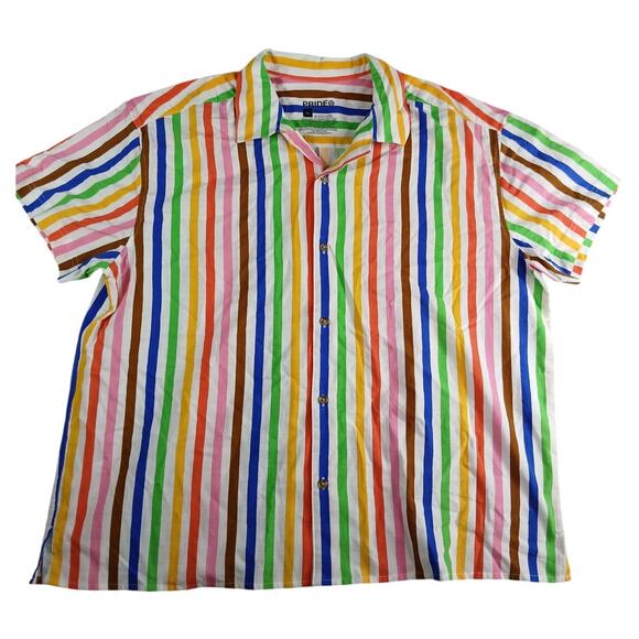 Target Pride Shirt Unisex XXL 2XL LGBTQ Polo Rainbow Stripe Button Down NWT - Picture 1 of 7
